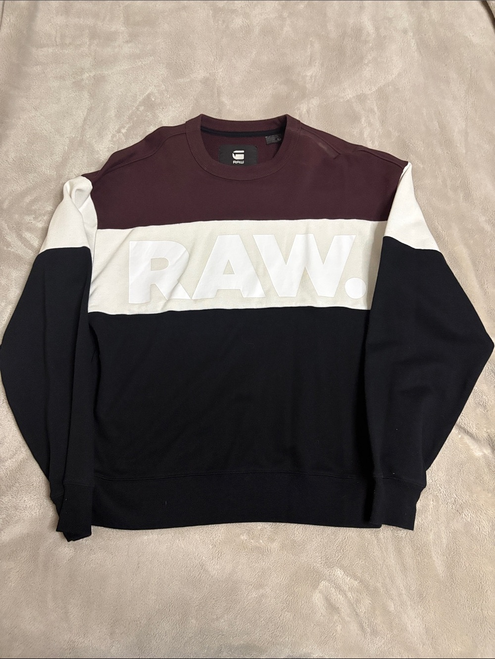 G-Star Colorblock Crewneck Sweatshirt - Burgundy/White/Black